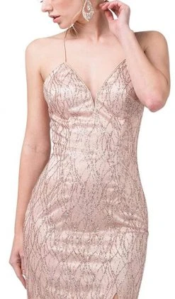 Formal Gowns Dancing Queen - 2817 Embellished Plunging V-neck Sheath Dress