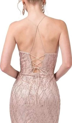 Formal Gowns Dancing Queen - 2817 Embellished Plunging V-neck Sheath Dress