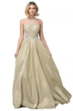 Dancing Queen - 2829 Embroidered Halter Neck Ballgown