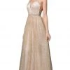 Dancing Queen - 2834 Plunging V-Neck A-Line Evening Gown