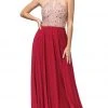 Dancing Queen - 2838 Beaded Keyhole Cutout Halter Long Dress