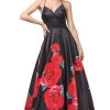 Dancing Queen - 2843 Floral V-Neck Pleated Ballgown Formal Gowns