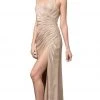Formal Gowns Dancing Queen - 2875 Pleated Surplice High Slit Metallic Dress 1 Formal Gowns Dancing Queen - 2875 Pleated Surplice High Slit Metallic Dress
