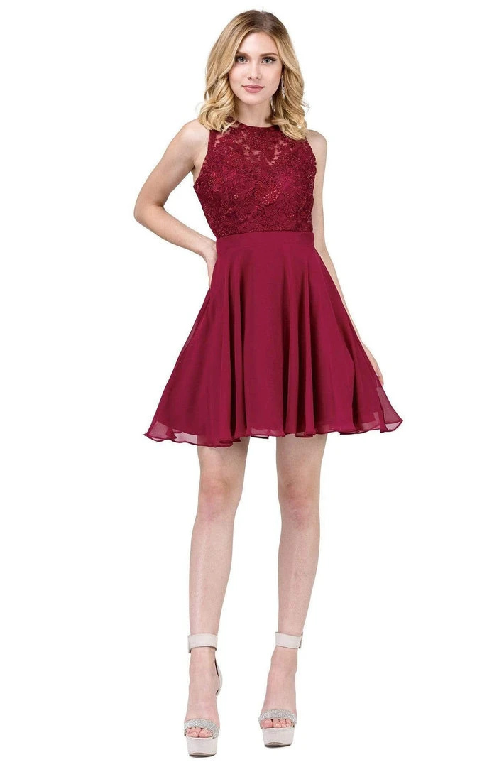 Cocktail Dresses Dancing Queen - 3012 Jeweled Floral Lace Bodice Homecoming Dress 3 Cocktail Dresses Dancing Queen - 3012 Jeweled Floral Lace Bodice Homecoming Dress