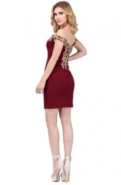Dancing Queen - 3017 Off-Shoulder Appliqued Homecoming Dress