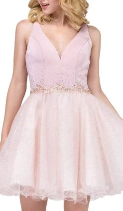 Dancing Queen - 3019 Crystal Beaded Lace A-line Homecoming Dress Plus Size Dresses