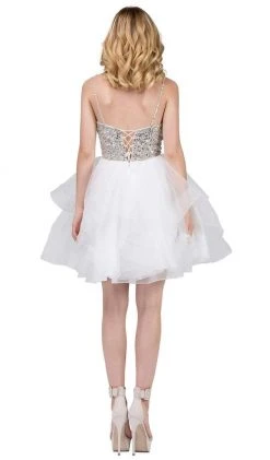 Dancing Queen - 3050 Bejeweled V-neck Tiered A-line Homecoming Dress 13 Dancing Queen - 3050 Bejeweled V-neck Tiered A-line Homecoming Dress