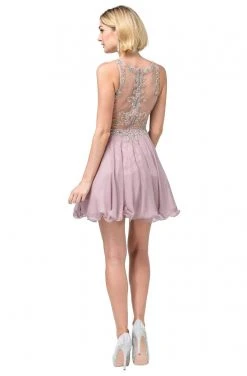 Dancing Queen - 3052 Embellished Halter A-line Cocktail Dress