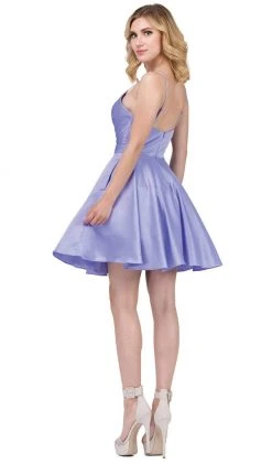 Cocktail Dresses Dancing Queen - 3059 Sleek Pleated Surplice Homecoming Dress