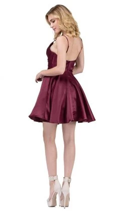 Cocktail Dresses Dancing Queen - 3059 Sleek Pleated Surplice Homecoming Dress