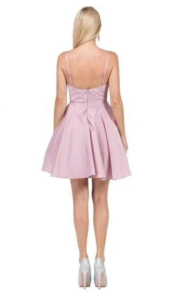 Cocktail Dresses Dancing Queen - 3059 Sleek Pleated Surplice Homecoming Dress