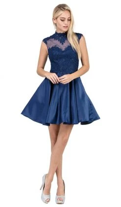 Cocktail Dresses Dancing Queen - 3069 Appliqued Illusion High Neck Homecoming Dress 16 Cocktail Dresses Dancing Queen - 3069 Appliqued Illusion High Neck Homecoming Dress