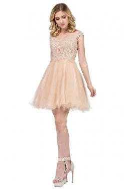 Dancing Queen - 3070 Beaded Lace Fit And Flare Cocktail Dress Cocktail Dresses