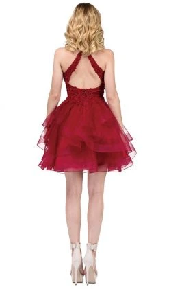 Prom Dresses Dancing Queen - 3078 Halter Lace Top And Tulle Skirt Cocktail Dress