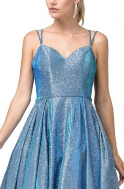 Cocktail Dresses Dancing Queen - 3144 Double Strap Sweetheart Neck A-Line Glitter Dress