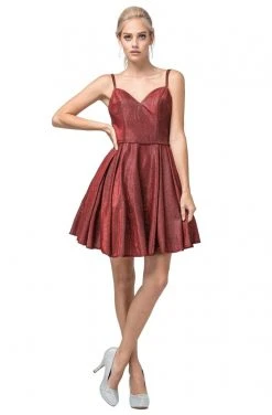 Cocktail Dresses Dancing Queen - 3144 Double Strap Sweetheart Neck A-Line Glitter Dress