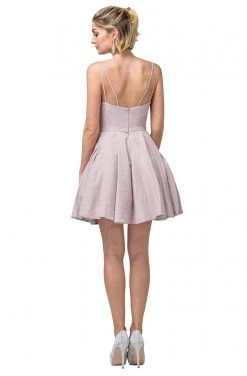 Cocktail Dresses Dancing Queen - 3144 Double Strap Sweetheart Neck A-Line Glitter Dress