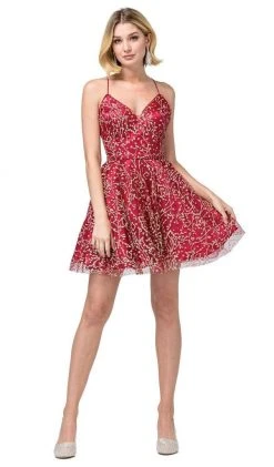 Dancing Queen - 3154 Trailing Glitter Motif A-Line Dress