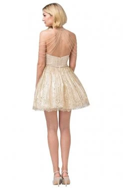 Dancing Queen - 3174 Embellished Halter Neck A-line Dress Cocktail Dresses