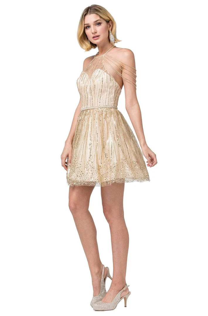 Dancing Queen - 3174 Embellished Halter Neck A-line Dress Cocktail Dresses 3 Dancing Queen - 3174 Embellished Halter Neck A-line Dress Cocktail Dresses