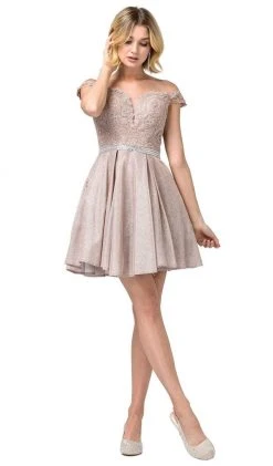 Dancing Queen - 3189 Embroidered Off-Shoulder A-line Dress 6 Dancing Queen - 3189 Embroidered Off-Shoulder A-line Dress