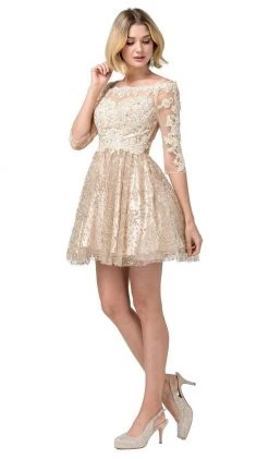Dancing Queen - 3198 Embroidered Off-Shoulder A-line Dress Cocktail Dresses