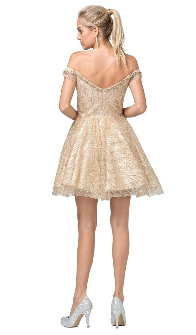 Cocktail Dresses Dancing Queen - 3199 Embellished Off-Shoulder A-line Dress 4 Cocktail Dresses Dancing Queen - 3199 Embellished Off-Shoulder A-line Dress