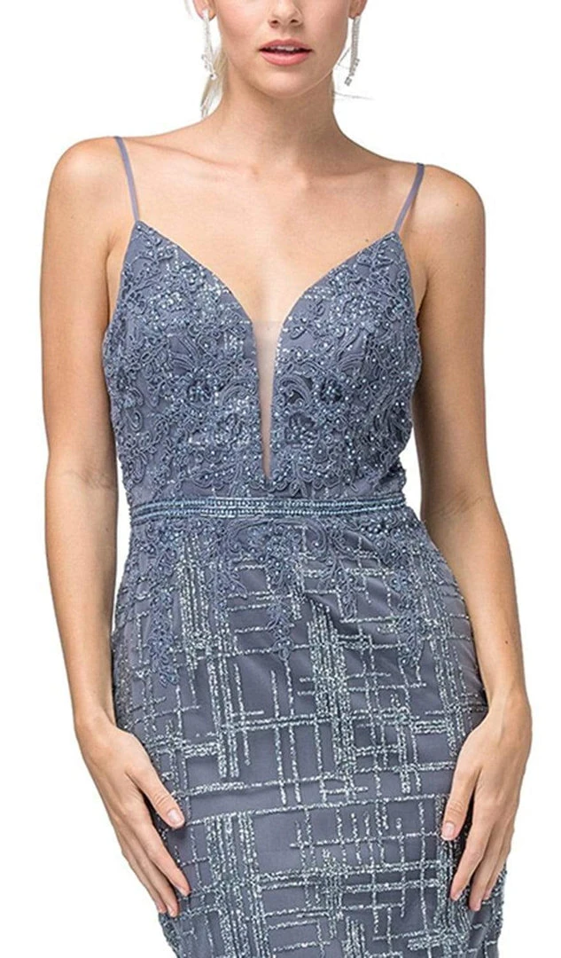 Cocktail Dresses Dancing Queen - 3216 Glitter Plunging V-Neck Cocktail Dress 4 Cocktail Dresses Dancing Queen - 3216 Glitter Plunging V-Neck Cocktail Dress