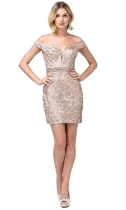 Cocktail Dresses Dancing Queen - 3218 Embellished Deep Off-Shoulder Sheath Dress 10 Cocktail Dresses Dancing Queen - 3218 Embellished Deep Off-Shoulder Sheath Dress