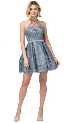 Dancing Queen - 3224 Strappy Halter A-Line Cocktail Dress Cocktail Dresses