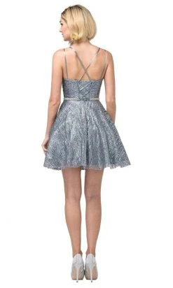 Dancing Queen - 3227 Embellished Plunging V-neck A-line Dress 9 Dancing Queen - 3227 Embellished Plunging V-neck A-line Dress