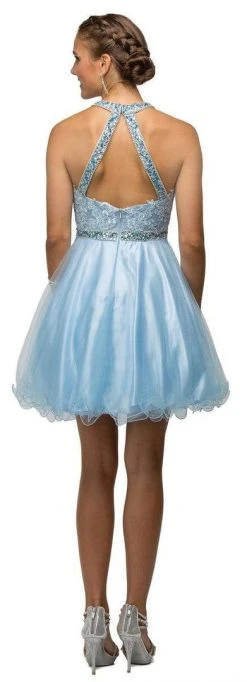 Dancing Queen - 9534 Bejeweled Collar Halter Lace A-Line Homecoming Dress Cocktail Dresses 9 Dancing Queen - 9534 Bejeweled Collar Halter Lace A-Line Homecoming Dress Cocktail Dresses