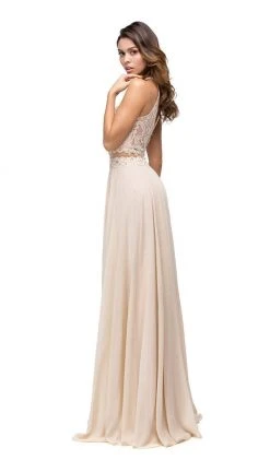 Dancing Queen - 9548 Jeweled Illusion Halter Chiffon Prom Dress Formal Gowns