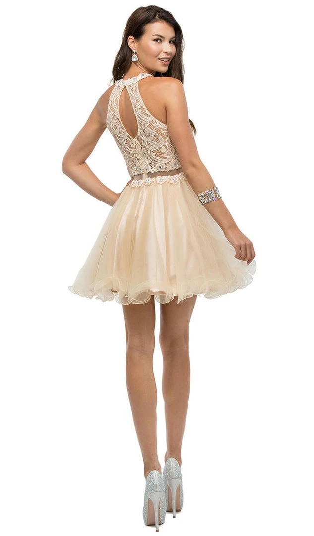 Cocktail Dresses Dancing Queen - 9631 Appliqued Illusion High Neck Two-Piece Cocktail Dress 5 Cocktail Dresses Dancing Queen - 9631 Appliqued Illusion High Neck Two-Piece Cocktail Dress