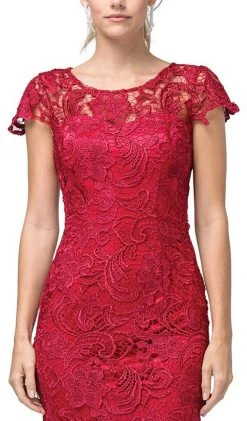 Dancing Queen - 9677 Lace Embroidered Scoop Neck Fitted Dress 7 Dancing Queen - 9677 Lace Embroidered Scoop Neck Fitted Dress
