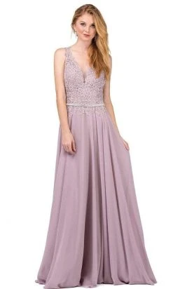 Dancing Queen - Beaded Lace V-neck A-line Prom Dress 2161 - 1 Pc Mocha In Size XS Available