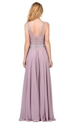 Dancing Queen - Beaded Lace V-neck A-line Prom Dress 2161 - 1 Pc Mocha In Size XS Available