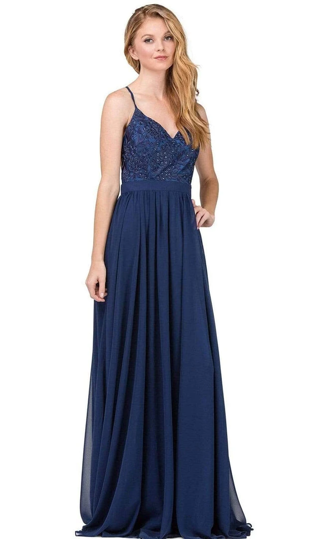 Dancing Queen - Beaded Lace V-neck A-line Prom Dress 9850 - 1 Pc Navy In Size XS Available 7 Dancing Queen - Beaded Lace V-neck A-line Prom Dress 9850 - 1 Pc Navy In Size XS Available
