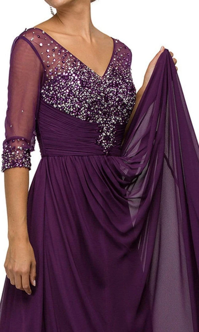 Formal Gowns Dancing Queen - Bejeweled Illusion V-Neck Evening Gown 8855 - 1 Pc Navy In Size M Available 5 Formal Gowns Dancing Queen - Bejeweled Illusion V-Neck Evening Gown 8855 - 1 Pc Navy In Size M Available