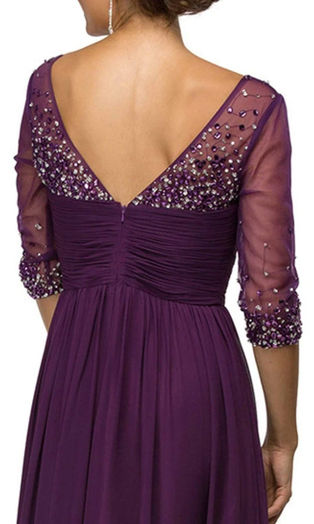 Formal Gowns Dancing Queen - Bejeweled Illusion V-Neck Evening Gown 8855 - 1 Pc Navy In Size M Available 6 Formal Gowns Dancing Queen - Bejeweled Illusion V-Neck Evening Gown 8855 - 1 Pc Navy In Size M Available