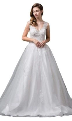 Formal Gowns Dancing Queen Bridal - Sleeveless Embroidered Bodice Long Ballgown 71 - 1 Pc Off White In Size XS Available