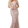 Dancing Queen - Embellished Cold Shoulder Prom Dress 2772 - 1 Pc Rose Gold In Size XS Available