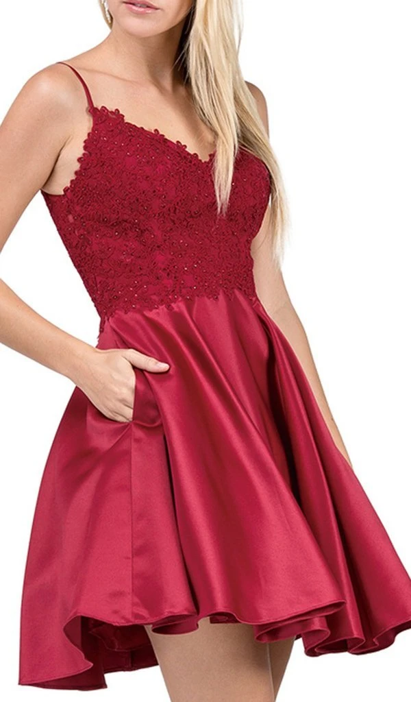 Dancing Queen - Jeweled Lace Bodice Homecoming Dress 3037 - 1 Pc Burgundy In Size 3XL Available 5 Dancing Queen - Jeweled Lace Bodice Homecoming Dress 3037 - 1 Pc Burgundy In Size 3XL Available