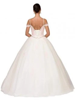 Dancing Queen Off Shoulder Beaded Lace Bodice Ballgown 1188 Formal Gowns