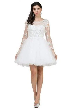 Dancing Queen Quarter Sleeve Appliqued Dress 2101 - 1 Pc Off White In Size 3XL Available