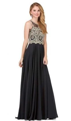 Formal Gowns Dancing Queen - Sleeveless Illusion Jewel Lace Ornate Prom Gown 2234 - 2 Pcs Blush In Size XS And 3XL Available