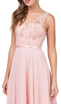 Dancing Queen - Sleeveless Scalloped Lace Illusion Prom Gown 2267 - 1 Pc Mocha In Size S Available