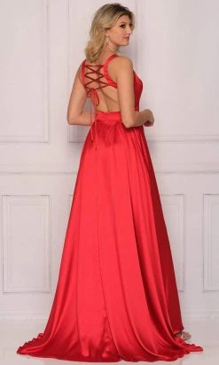 Dave & Johnny A10430 - Straight Across Princess Bodice Satin Gown