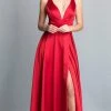 Formal Gowns Dave & Johnny - A7454 Crisscross Open Back High Slit A-Line Gown