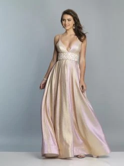 Dave & Johnny - Beaded Waist Deep V-neck A-line Dress A7229 - 1 Pc Pink In Size 2 Available